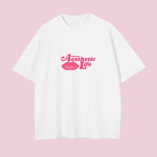 "aesthetic life" Basic Tee, stone washed, pink